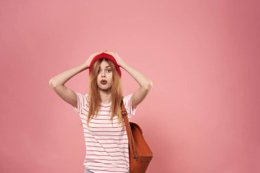 Zarif modern yaşam tarzı daha eğlenceli stüdyo pembe arka plan