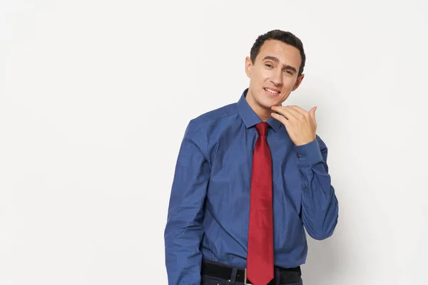 Man in shirt with tie manager office self confidence — Foto Stock