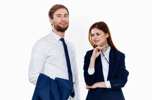 Férfi és nő öltönyben dolgozó iroda szakember — Stock Fotó