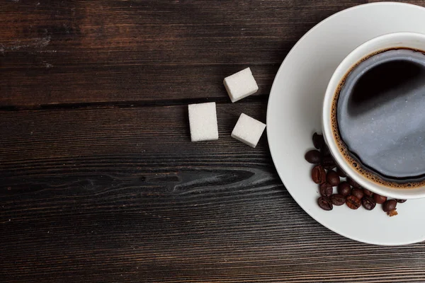 Café taza galletas postre desayuno mesa de madera dulces —  Fotos de Stock