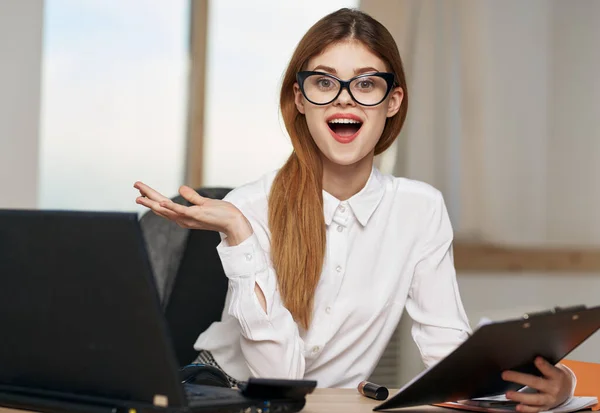 Woman secretaries working desk office laptop technology professional