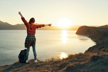 Kadın dışarıda Horizon Doğa Özgürlük lüks macera