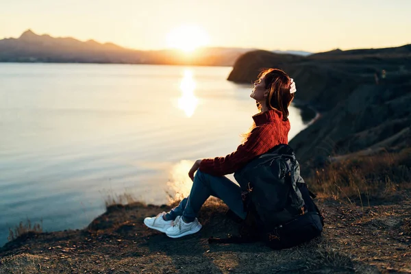 Woman Outdoors Sunset High Quality Photo — Stock Photo, Image