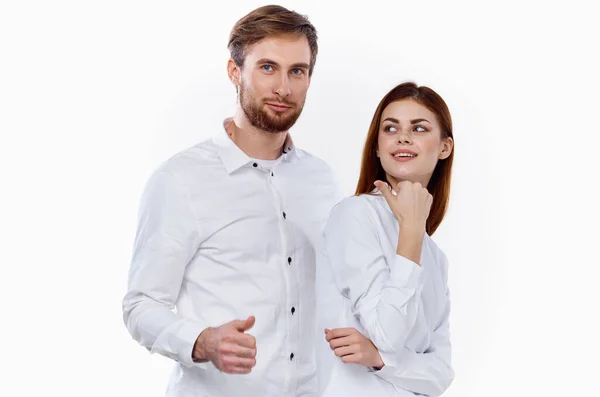 Gerente designer equipe de trabalho e branco camisa luz fundo mockup — Fotografia de Stock