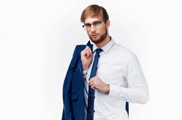 Geschäftsmann Mit Schulterblonder Brille Und Krawatte Hochwertiges Foto — Stockfoto