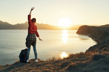 Kadın dışarıda Horizon Doğa Özgürlük lüks macera