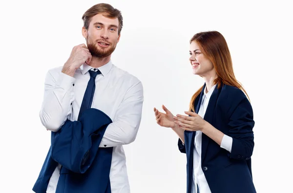 Werk collega 's communicatie ondernemers kantoor levensstijl licht achtergrond — Stockfoto