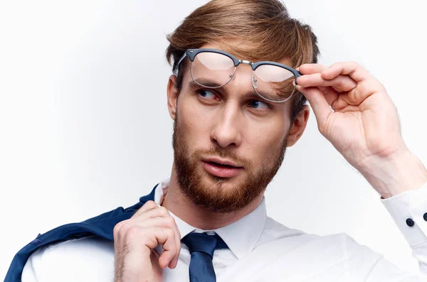 Geschäftsmann mit Brille in Großaufnahme — Stockfoto