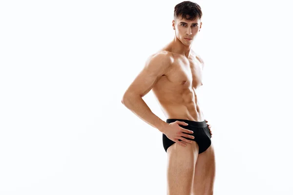 Atleta de calcinha preta nua bolo musculação modelo de treino de fitness — Fotografia de Stock