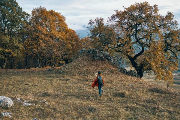 Mujer excursionista viajes montañas naturaleza vacaciones estilo de vida —  Fotos de Stock