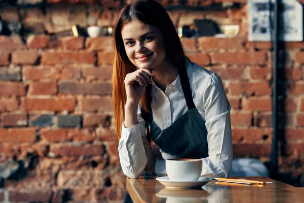 Grembiuli donna camerieri servizio ristoranti lavoro stile di vita — Foto Stock