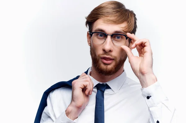 Hombre de negocios en camisa con gafas de corbata gerente oficial — Foto de Stock