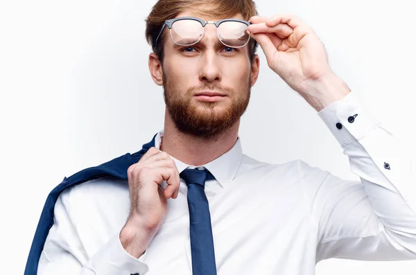Geschäftsmann mit Brille in Großaufnahme — Stockfoto