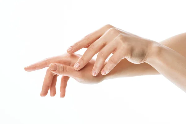 Female hands skin care medicine close-up dermatology — Stock Photo, Image