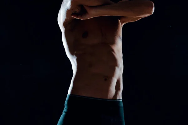Athletic man muscular abs cropped view motivation exercise fitness — Stock Photo, Image