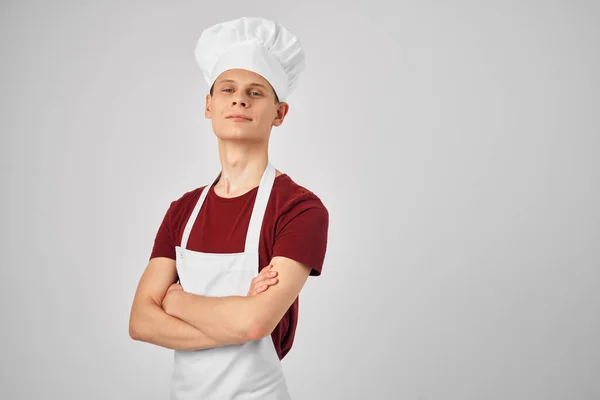 Férfi szakács egyenruha komoly arc kifejezés érzelmek étterem — Stock Fotó