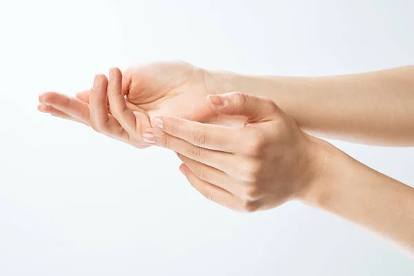 Female hands exercise skin care fingers health — Stock Photo, Image