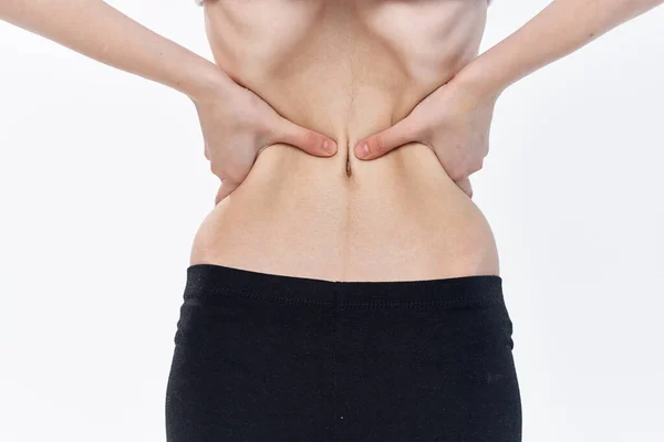 Kvinnlig mage indragning bantning kost anorexi — Stockfoto