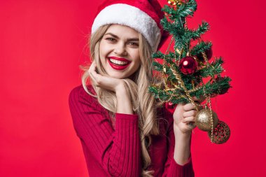 Duygusal Kadın Noel Dekorasyonu Pembe Pembe Arkaplan