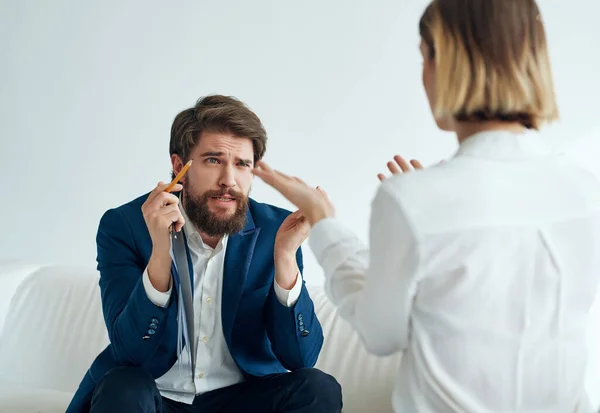 Male psychologist professional communication with the patient medicine — Stock Photo, Image