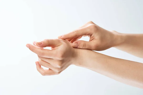 Female hands exercise skin care fingers health — Stock Photo, Image