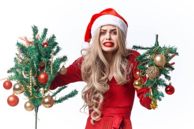 Mutlu kadın Noel oyuncakları dekorasyon moda tatili