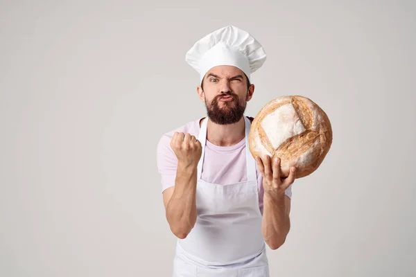 Uomo Uniforme Panettiere Che Cuoce Pane Foto Alta Qualità — Foto Stock