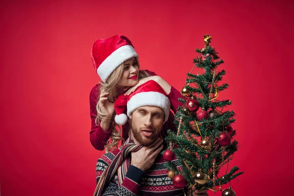 Mann und Frau Neujahr Urlaub Weihnachten Lebensstil — Stockfoto