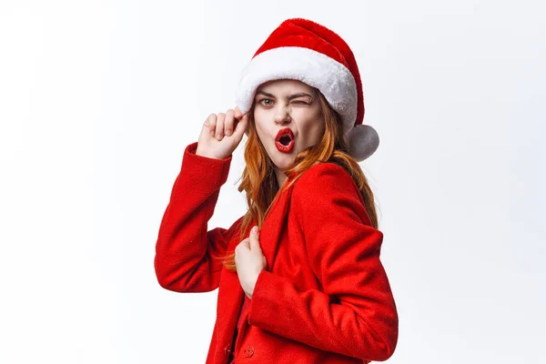 Гарна жінка різдвяний костюм мода гламур фази — стокове фото