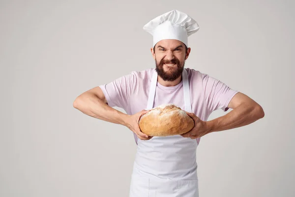 A man in a White apron or in the hands of a Professional restaurant — Stock Photo, Image