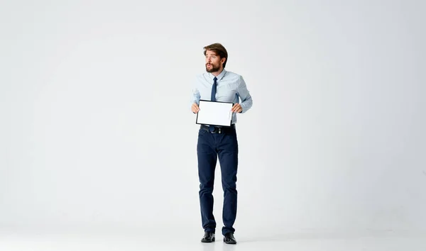 Business man in shirt with tie documents office manager — Stock Photo, Image