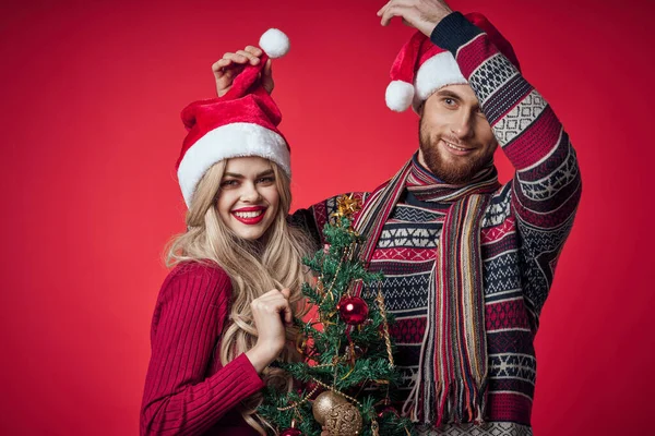 Ehepaar Weihnachtsbaum Spielzeug Dekoration isoliert Hintergrund — Stockfoto
