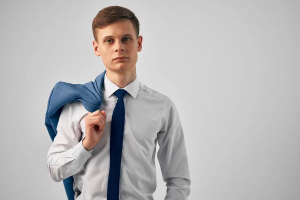 Business Man Shirt Tie Jacket Shoulder — Stock Photo, Image