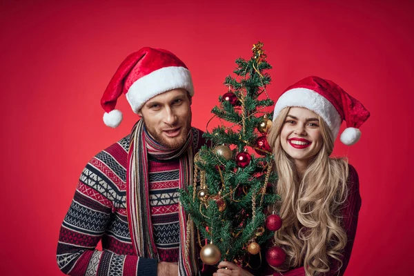 Maskin kvinna jul träd leksaker romantik kul — Stockfoto