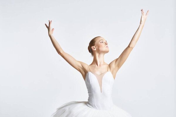 Ballerina dancing performance movement silhouette. High quality photo