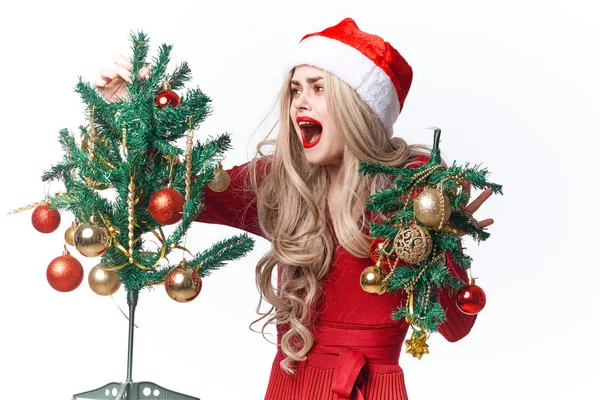 サンタの衣装を着た女性クリスマスの楽しみ — ストック写真