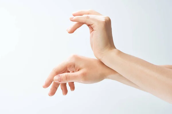 Női kéz ujj masszázs bőrápolás egészség közelről — Stock Fotó