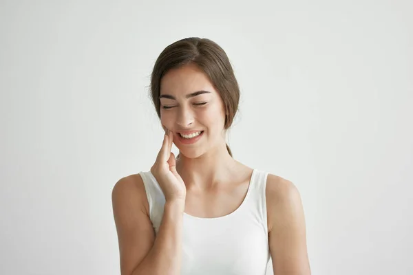 Woman with a cold wipes her nose with a handkerchief flu health problems — Stock Photo, Image