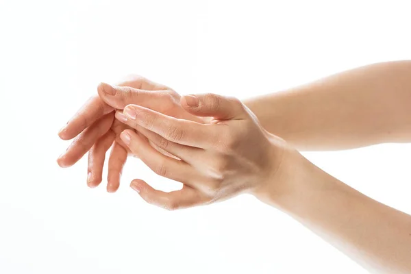 Hand massage skin care cream application close-up — Stock Photo, Image