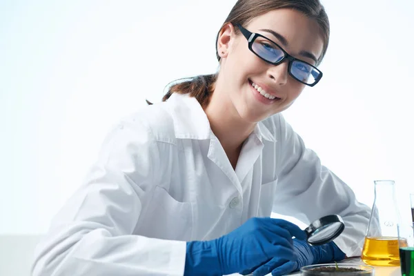 Laboratory assistant at his desk research microbiology technology — Stock Photo, Image