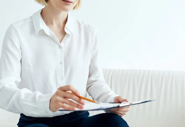 Comunicación con un psicólogo problemas de terapia de trabajo diagnóstico de un paciente — Foto de Stock