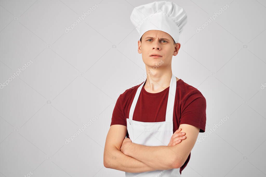 Uomo Grembiule Bianco Cucina - Foto Stock: Foto, Immagini