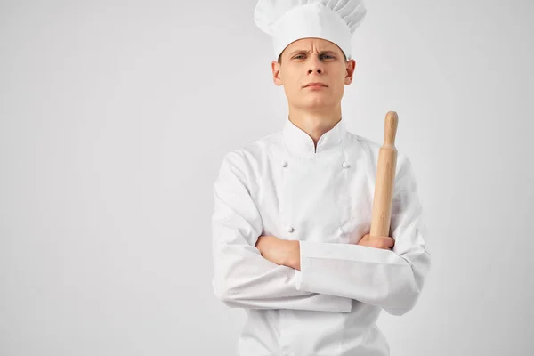 Mann Koch Nudelholz Der Hand — Stockfoto