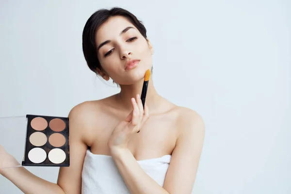 Woman Bare Shoulders Palette Close High Quality Photo — Stock Photo, Image