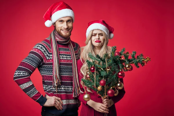 Fröhlich junges Paar Urlaub Weihnachten Dekoration Romantik — Stockfoto