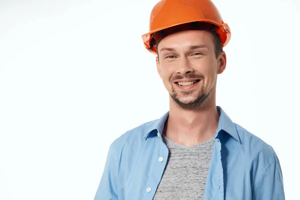 Male builders blueprints builder isolated background — Stock Photo, Image