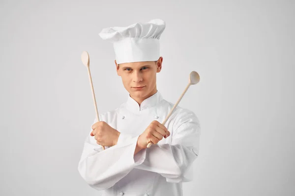 Chef Sesso Maschile Con Forniture Cucina — Foto Stock