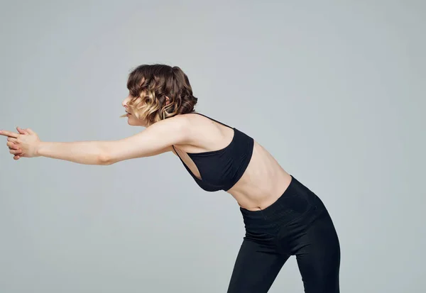 Mulher ginasta treino stretch asana estilo de vida ativo — Fotografia de Stock