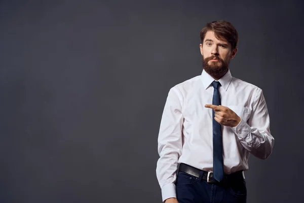 Manager Emotionen Handgesten isolierter Hintergrund — Stockfoto