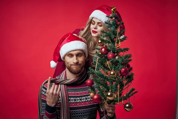 Retrato de hombre y mujer vacaciones familiares decoración de Navidad — Foto de Stock